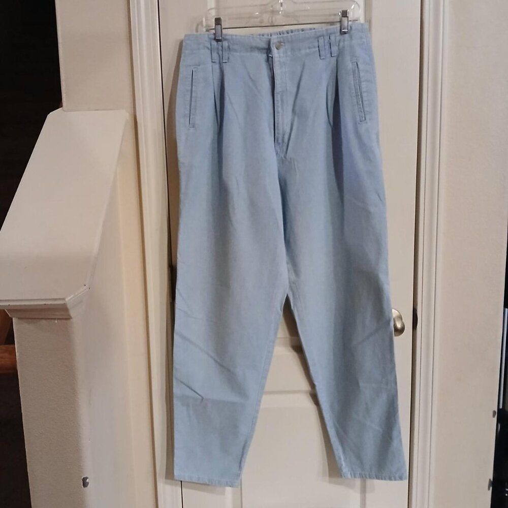 Vintage 90s USA Made Pleated Light Wash Denim Dockers Barrel Leg Baggy Jeans 16